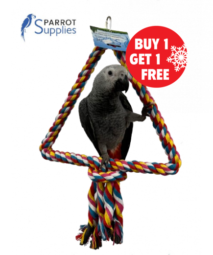 34Cm Medium Triangle Rope Swing Toy Parrot Toy - BOGOF